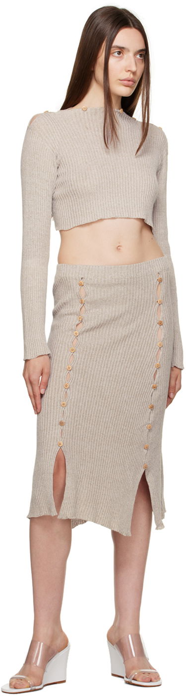 Krila Baserange Birgi Asymmetrical Midi Skirt Bež | SKBI-LM-AU23, 3