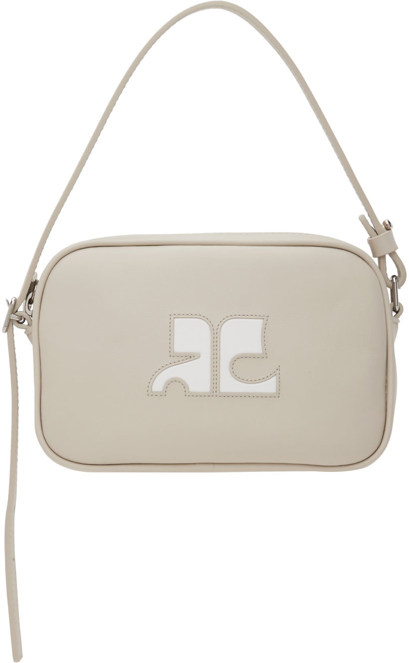 Torba za čez ramo Courrèges Slim Leather Camera Bag Bež | 124GSA092CR0027