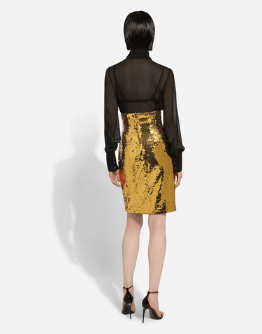 Krila Dolce & Gabbana High-waisted Sequined Midi Skirt Rumena | F4CRETHLMYDA0893, 2