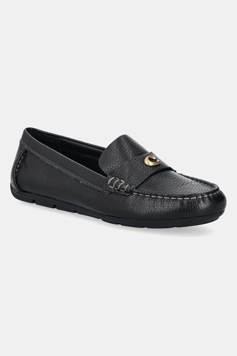 Superge in čevlji Coach Leather Driver Flat Loafers Črna | CAS66.BLK