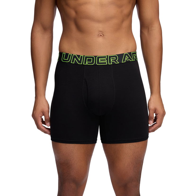 Boksarice Under Armour Performance Cotton Boxer Briefs, 6-Inch Inseam, 3-Pack Črna | 1383889-004