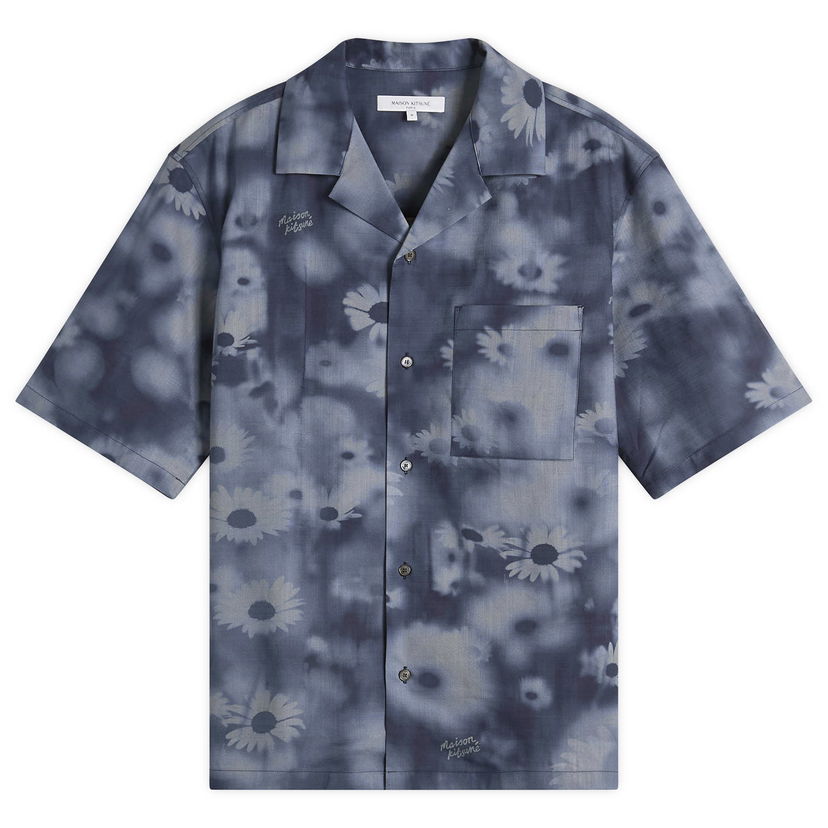 Srajce MAISON KITSUNÉ Maison Kitsuné Photo Flower Resort Shirt, Size Large Modra | OM00421WW9054-0227