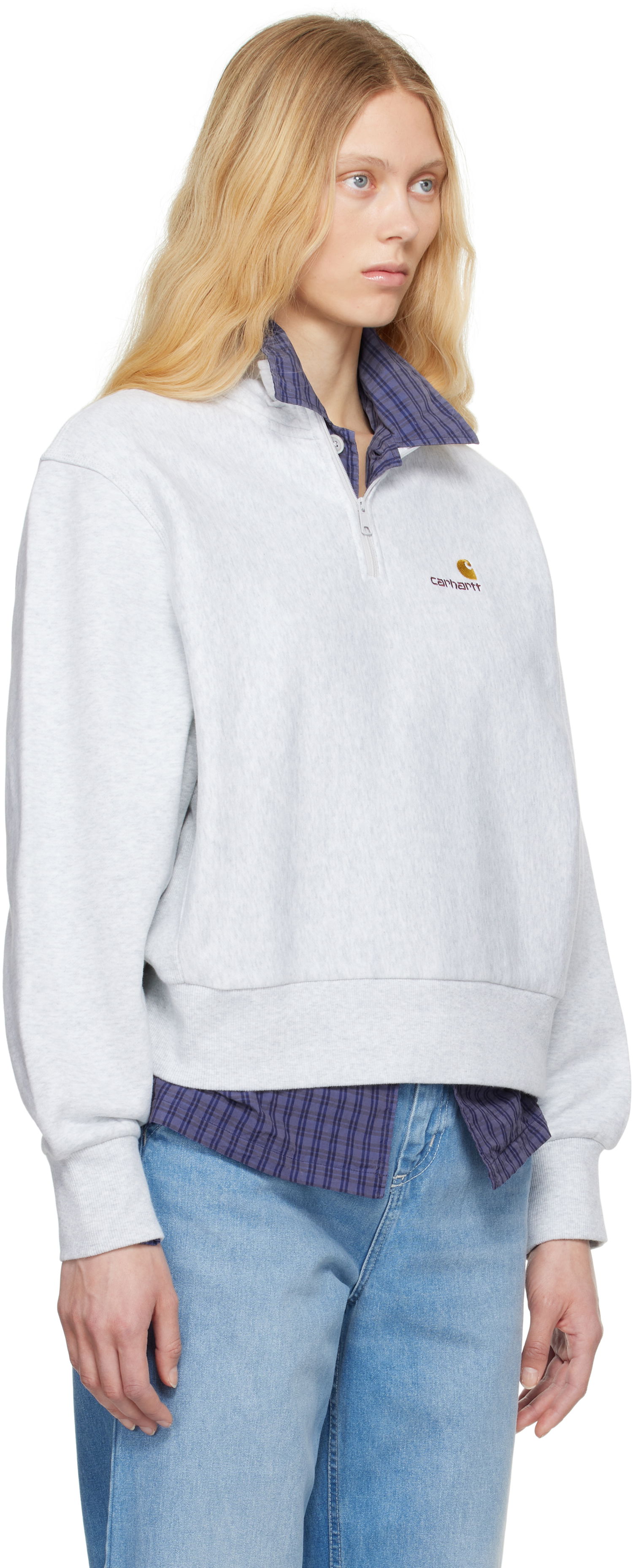 Pleteni pulover Carhartt WIP Carhartt WIP American Script High Neck Sweatshirt Siva | I033827 482XX, 1