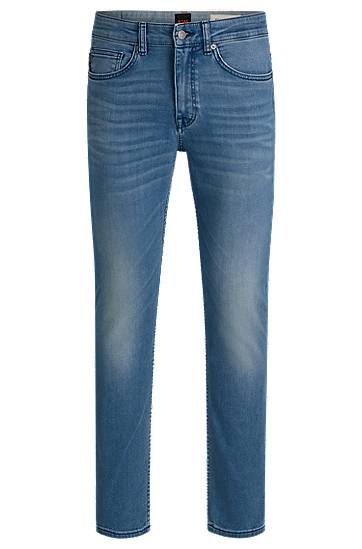 Kavbojke BOSS Delaware Slim-Fit Super-Stretch Jeans Modra | 50532528
