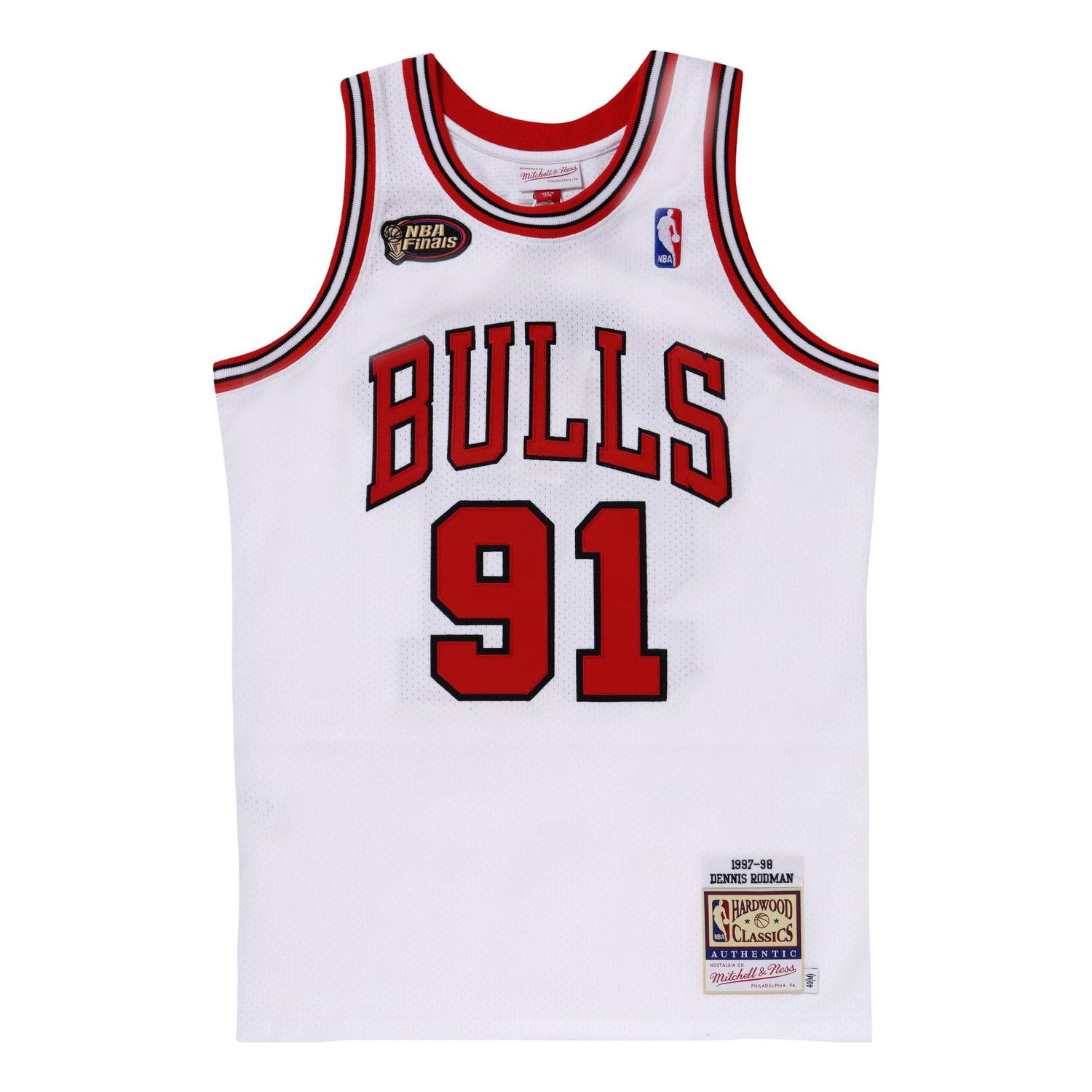 Dres Mitchell & Ness Dennis Rodman 97-98  Jersey Bela | AJY44951-CBU97DRDWHIT, 0