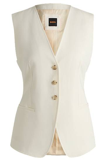 Telovnik BOSS Single-Breasted Waistcoat Bela | 50546216