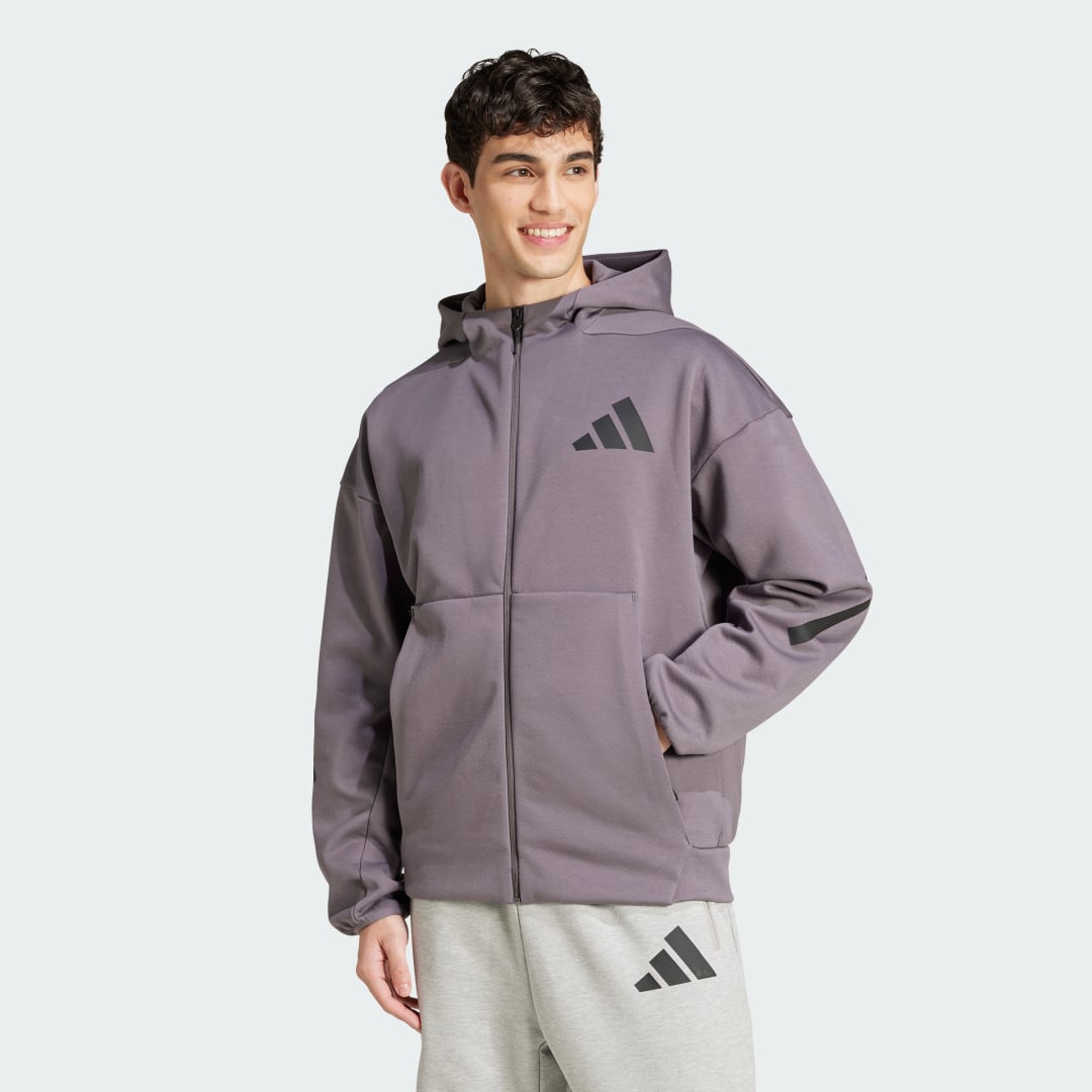 Pulover adidas Performance Z.N.E. Full-Zip Hooded Jacket Lila | JD2911, 0