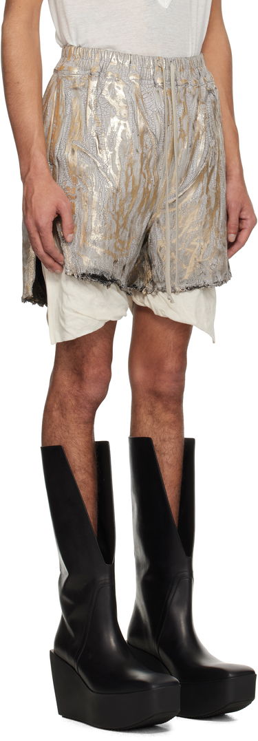 Kratke hlače Rick Owens Rick Owens Hollywood Boxers Cracked Metallic Drawstring Shorts Kovinski | RR01E5306 SGMC, 1