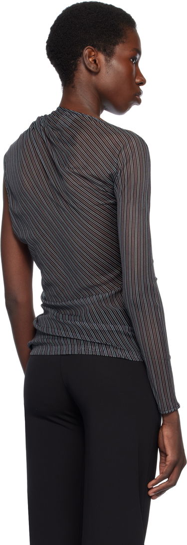 Majica Courrèges Courrèges Asymmetric Striped Mesh Top Črna | 125JTO387PR0099, 2