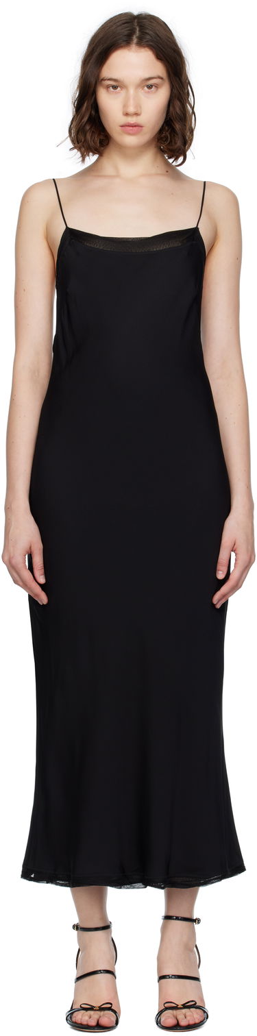 Obleke TOTEME TOTEME Satin Slip Midi Dress Črna | 252-WRD0186-FB0418, 0