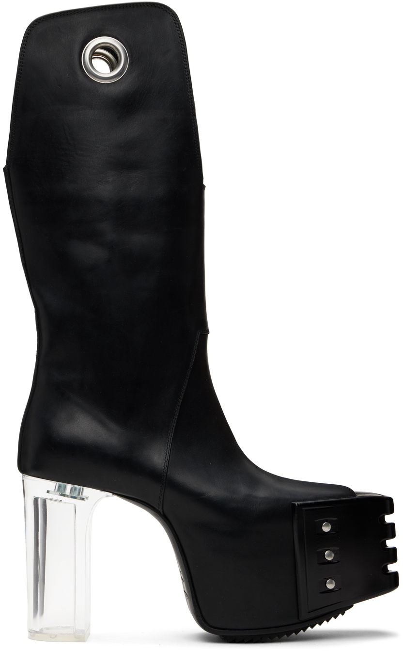 Oblačila Rick Owens Rick Owens Kowboy Grill Platform Boots Črna | RP01D2846 LGEGR0, 0