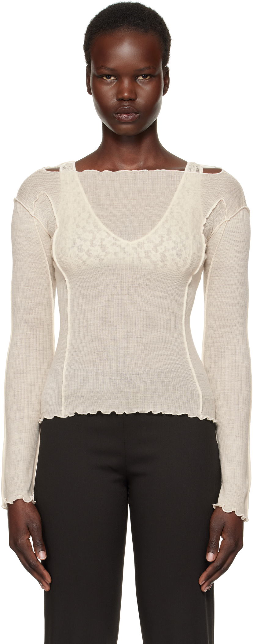 Majica Baserange Omato Long Sleeve T-Shirt Bela | TTML-WO-SP25