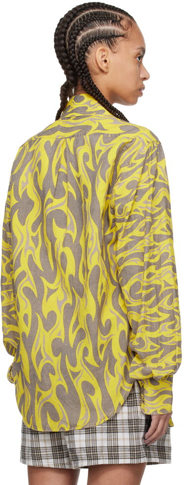 Srajce ERL ERL Flame Print Relaxed Shirt Rumena | ERL08B004, 2