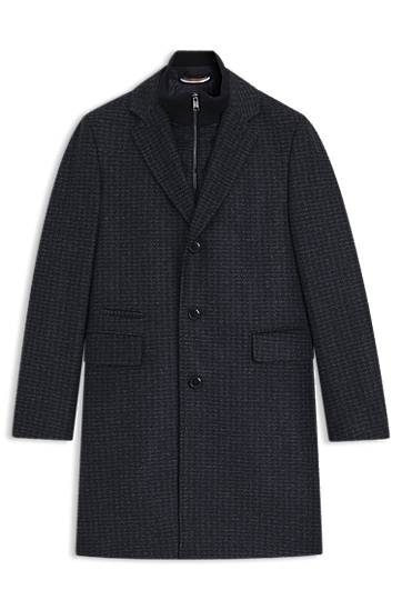 Plašči BOSS Slim-Fit Coat with Detachable Inner Mornarica | 50551612