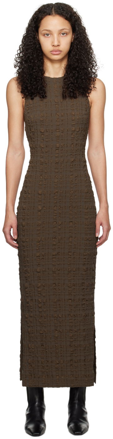 Obleke Nanushka Sterre Midi Dress Rjava | NW24RSDR03578