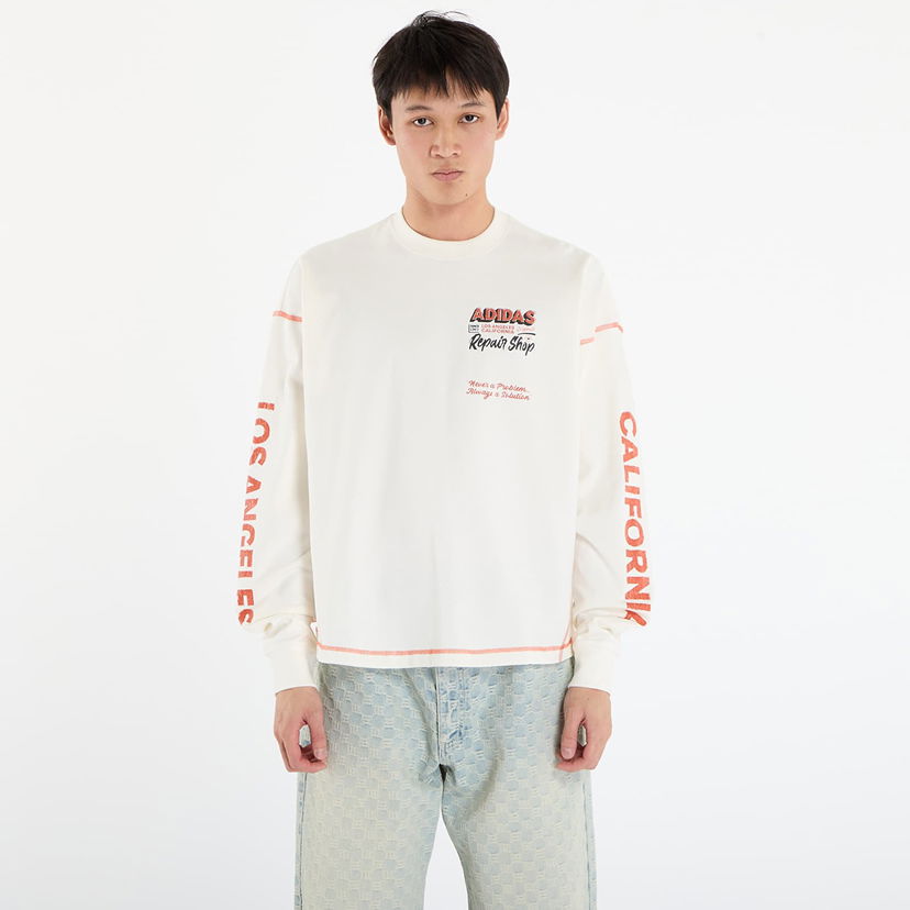 Majica adidas Originals Wilshire Long Sleeve Graphic Contrast Stitch T-Shirt Bela | JX6142