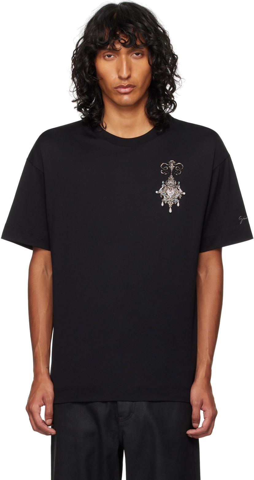 Majica Givenchy Embroidered Chandelier & Pearls T-shirt Črna | BM71JA3YP6001