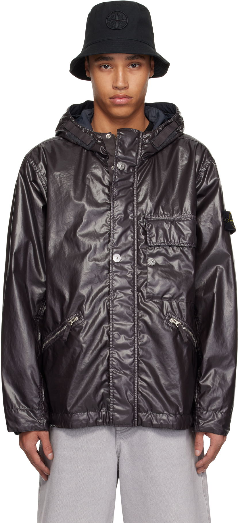 Vetrovka Stone Island Stone Island Mussola Gommata-TC Hooded Jacket Siva | K1S15 4100062 S0022