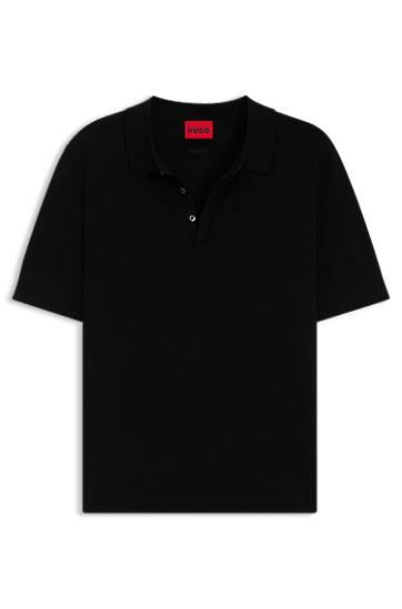 Polo majica BOSS HUGO Knit Polo with Covered Placket Črna | 50536672