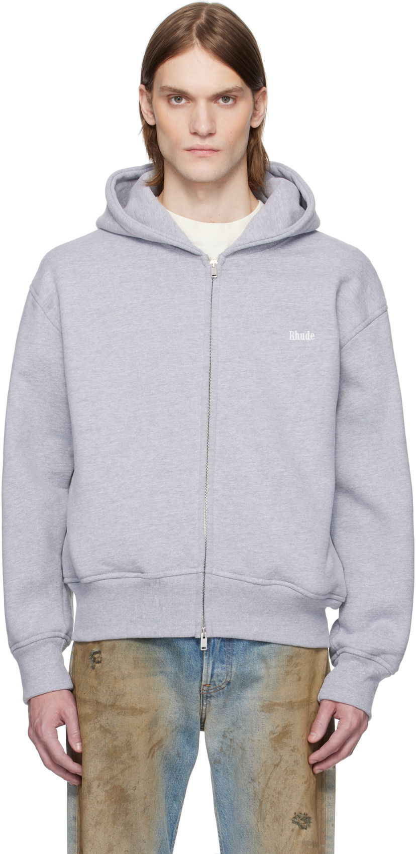 Pulover Rhude Rhude Classique Full-Zip Hoodie Siva | RHSS25HO01229