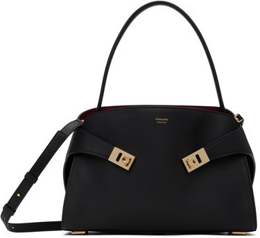 Torba za čez ramo FERRAGAMO Ferragamo Hug Soft Bicolor M Shoulder Bag Črna | 781694, 0