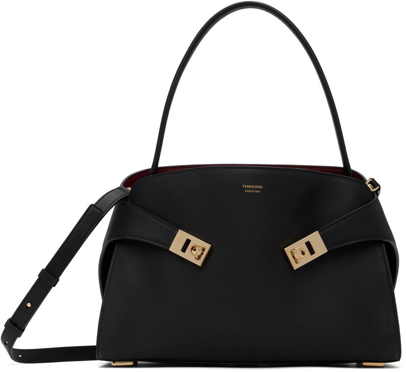 Torba za čez ramo FERRAGAMO Ferragamo Hug Soft Bicolor M Shoulder Bag Črna | 781694
