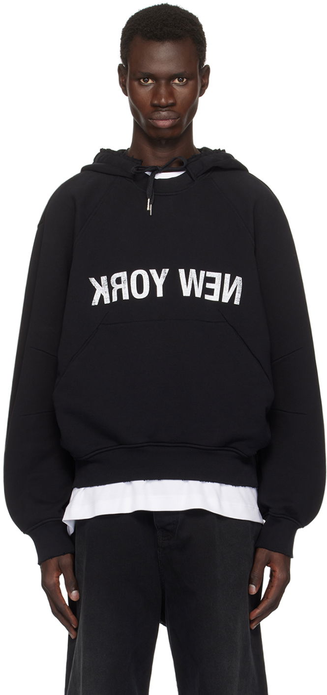 Pulover Helmut Lang 'New York' Graphic Print Hoodie Črna | O06HM515, 0