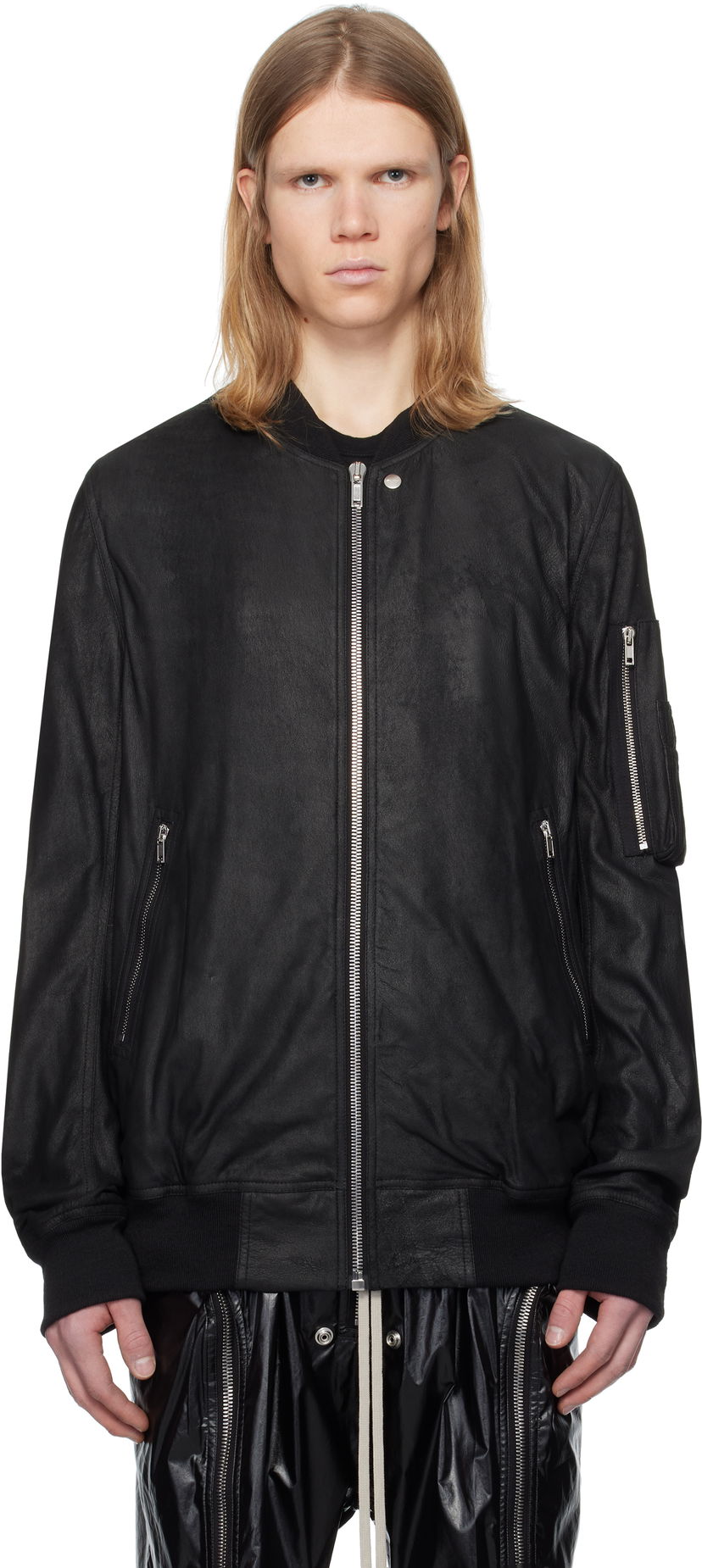 Bomber jakna Rick Owens Rick Owens Hollywood Classic Flight Leather Jacket Črna | RU01E5778 LBA
