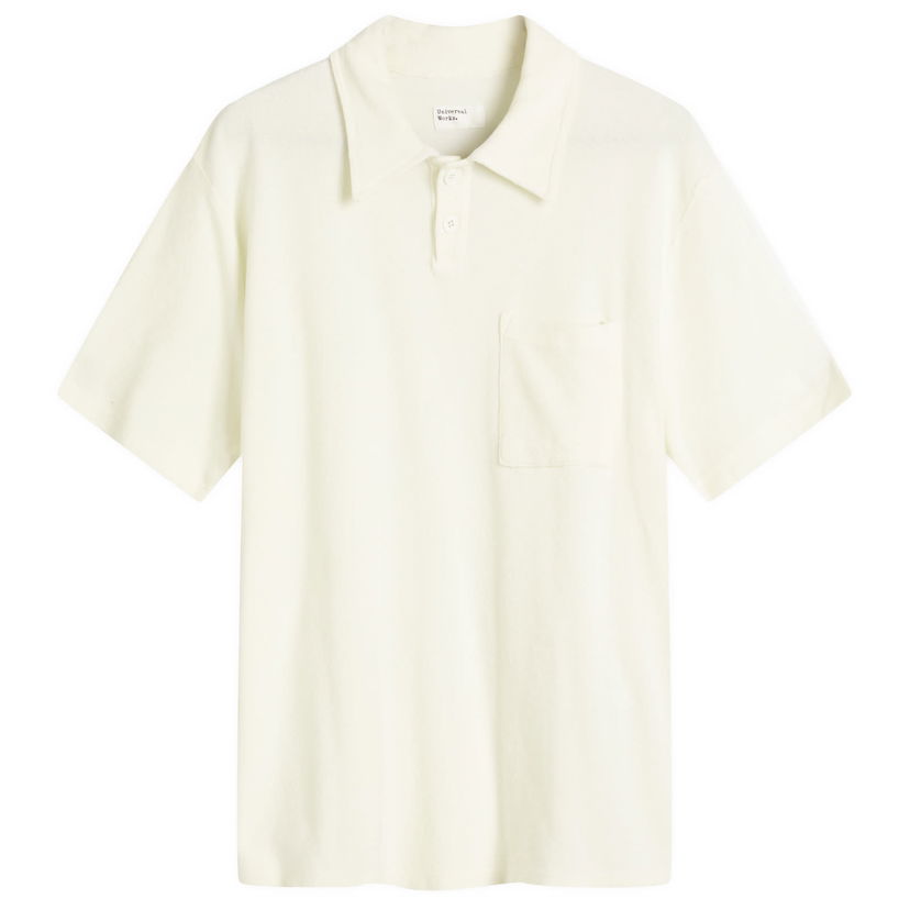 Polo majica Universal Works Universal Works Newlyn Light Weight Terry Polo Shirt, Size Large Bela | 32727-ECR