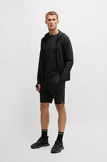 Pulover BOSS Stretch Zip-Up Hoodie with Moisture Management Črna | 50531224, 1