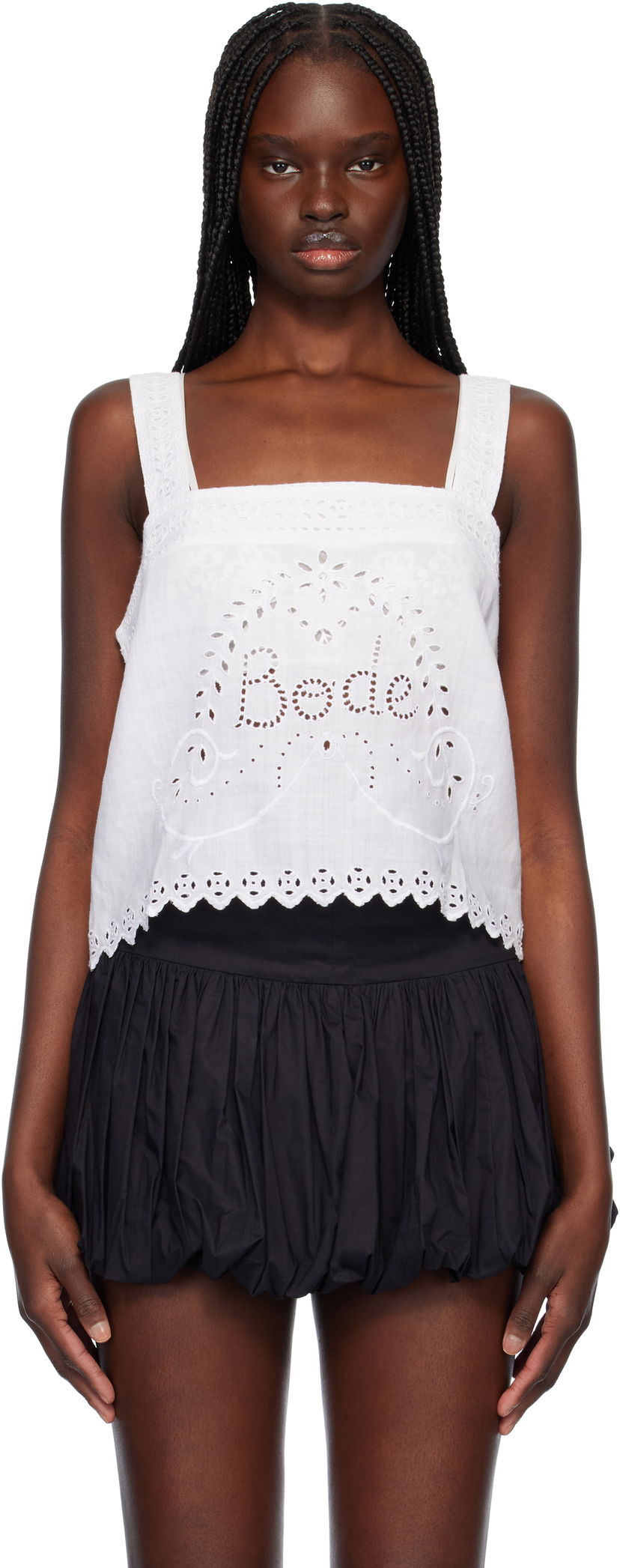 Majica brez rokavov Bode Bode Belvoir Eyelet Tank Top Bela | WRS25SH017