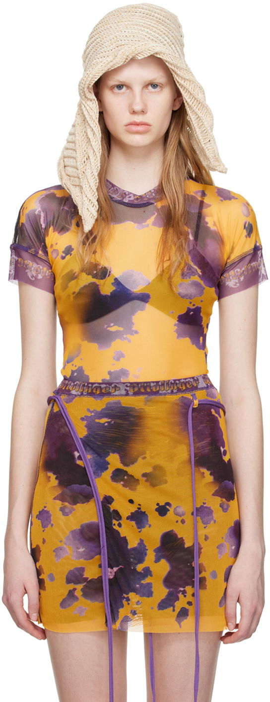 Majica Ottolinger Ottolinger Exclusive Mesh Tie-Dye T-Shirt Rumena | 100116