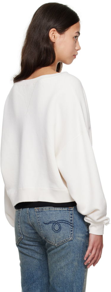 Pulover R13 R13 Cropped Front Slit 'New York' Sweatshirt Bela | R13WK251-K099B, 2