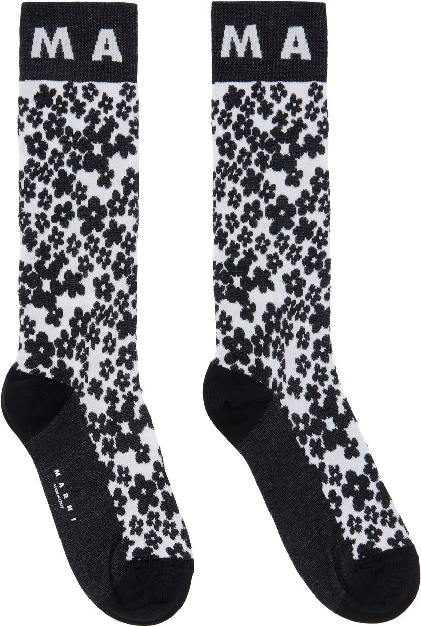 Nogavice Marni Marni Flower Intarsia Socks Črna | SKMC0205Q0 UFC184