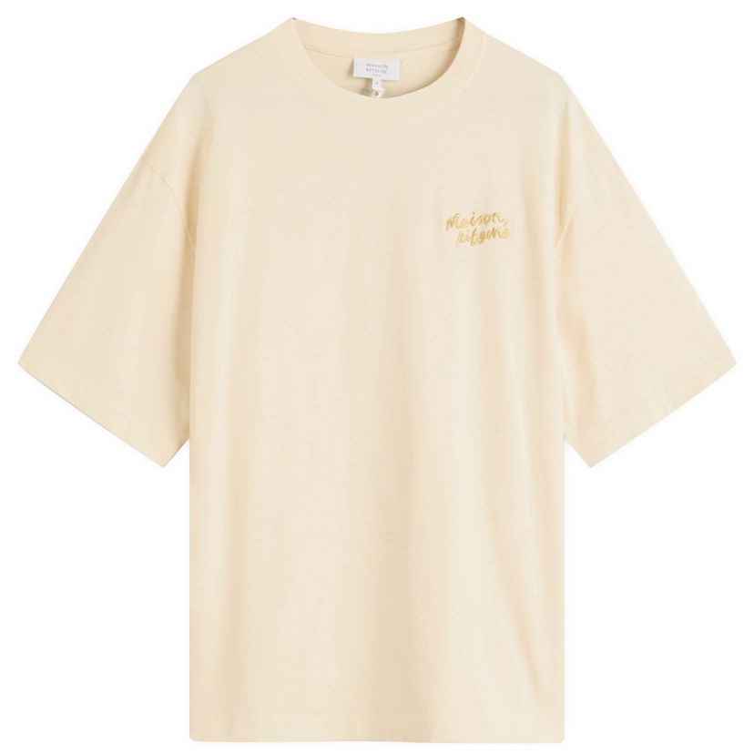 Majica MAISON KITSUNÉ Maison Kitsuné Handwriting Embroidery Oversize T-Shirt, Size Large Bež | OM00123KJ0119-P714