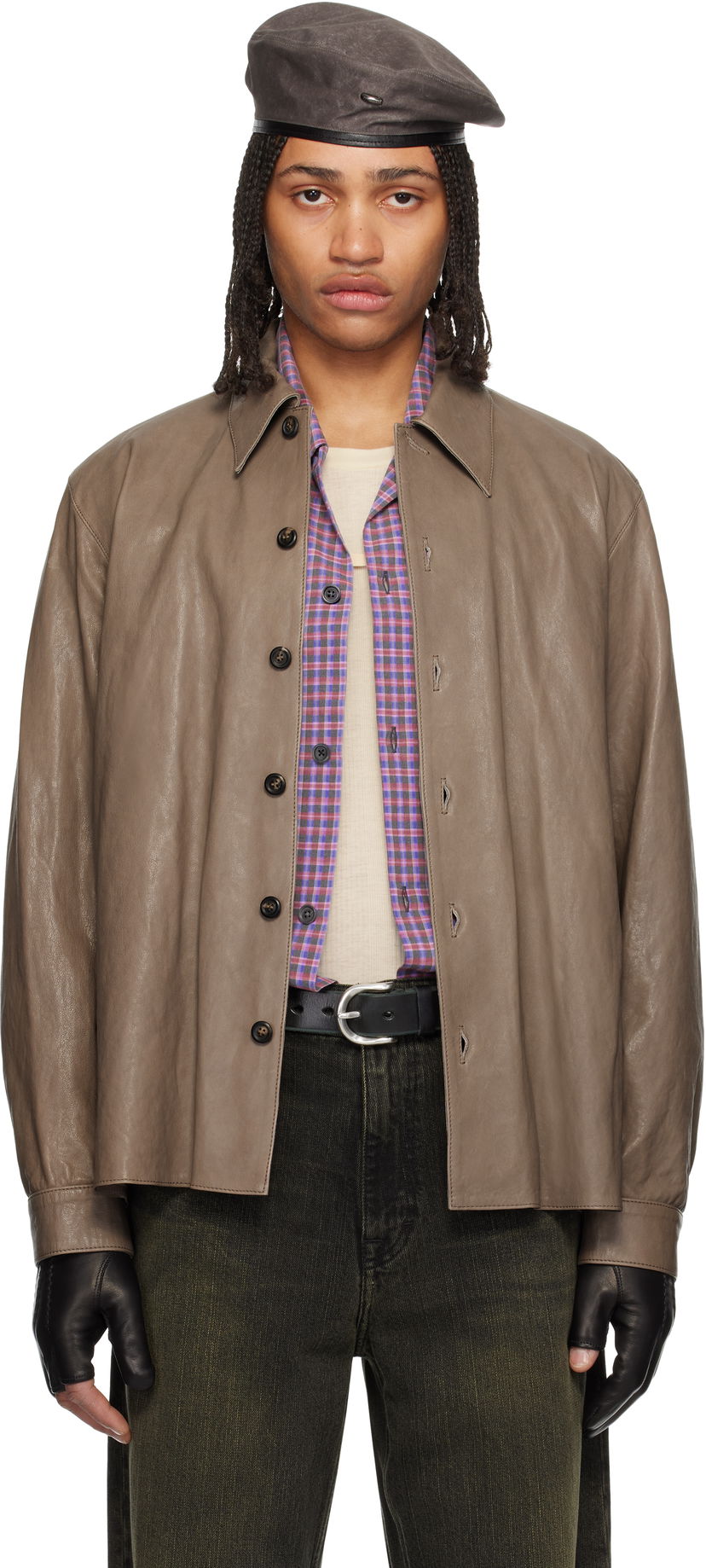 Srajce OUR LEGACY Our Legacy Welding Leather Shirt Rjava | M2259W7