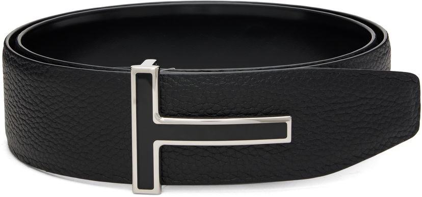 Pasovi Tom Ford TOM FORD Leather Reversible Belt with Enamel T Buckle Črna | TB247-LCL237S