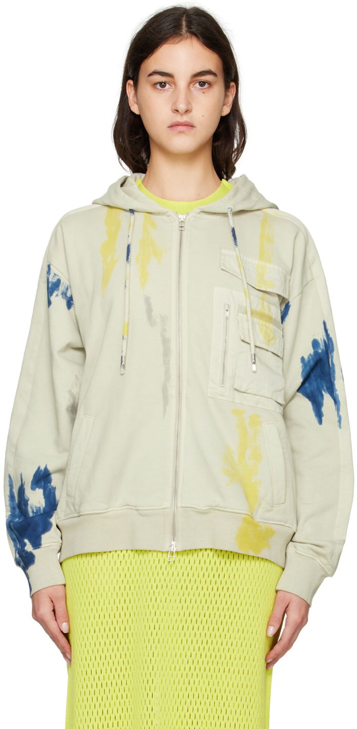 Pulover Feng Chen Wang Feng Chen Wang Tie-Dye Zip Hoodie Bež | FWF14HD05