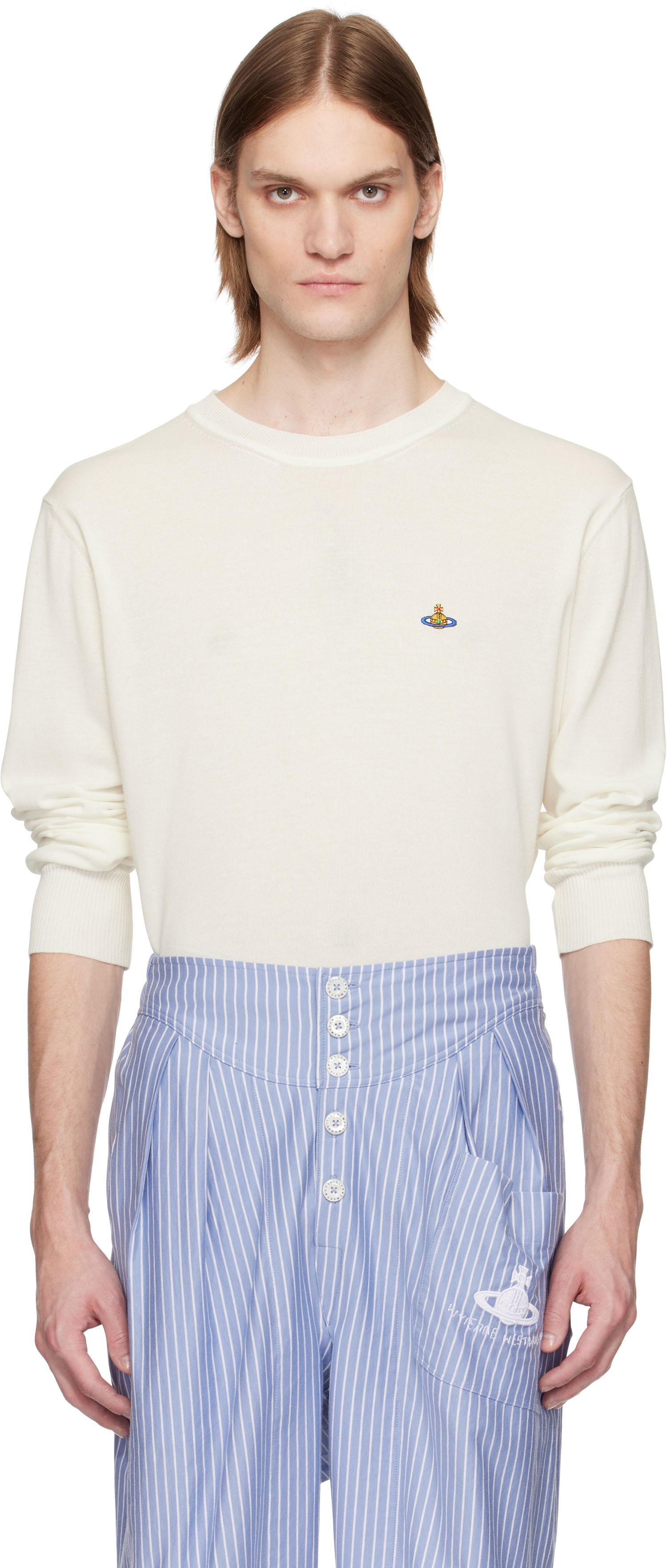 Pleteni pulover Vivienne Westwood Vivienne Westwood Alex Round Neck Sweater Bela | 27010012-Y003F-, 0