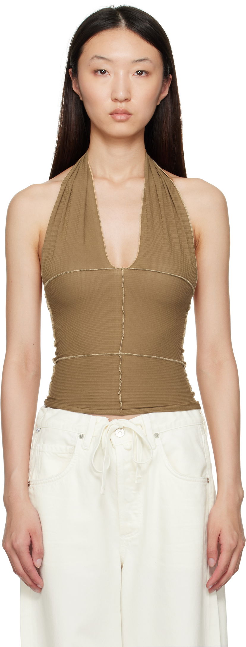 Majica brez rokavov Baserange Baserange Cinder Halter Top Rjava | TOCH-RB-SU25
