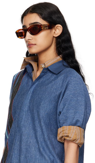Sončna očala Miu Miu Miu Miu Glimpse Oval Sunglasses Rjava | 0MU 11WS 8056262086797, 3