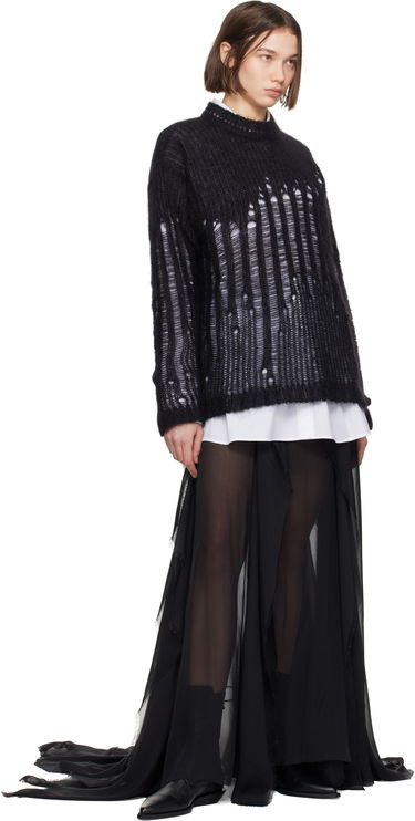 Pleteni pulover Ann Demeulemeester Ann Demeulemeester Rigmor Oversize Distressed Sweater Črna | 2402-W-KN09-KN044-099, 3