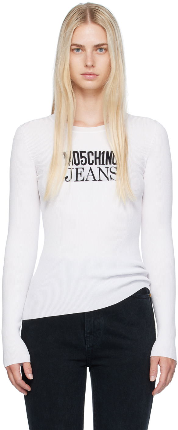 Pleteni pulover Moschino Jeans Crewneck Sweater Bela | 242K10926