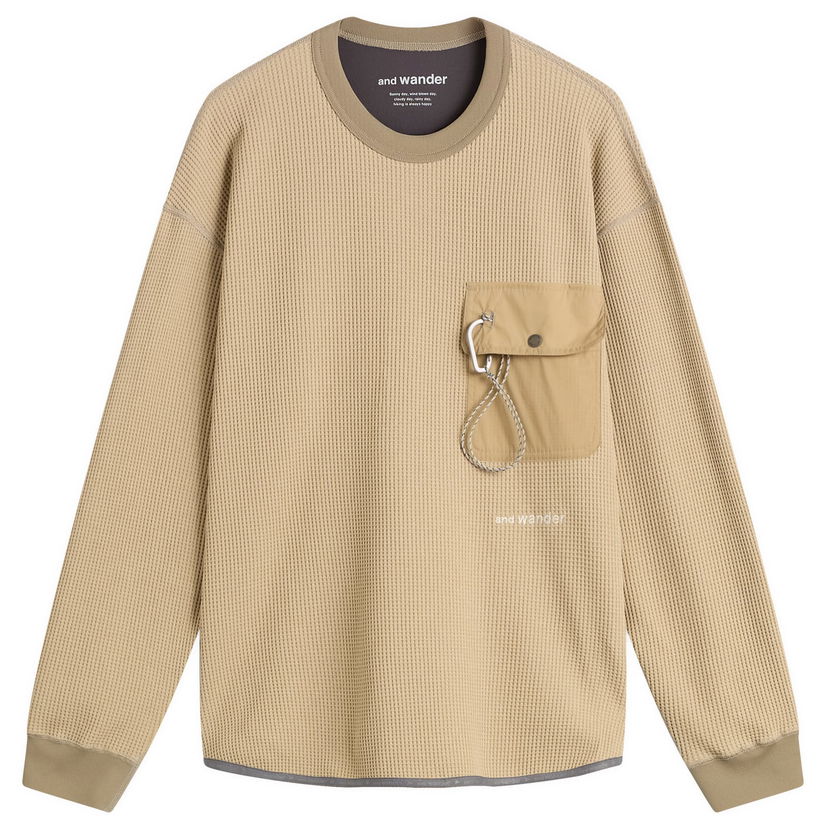 Majica and wander Longsleeve Waffle T-Shirt Bež | 5745984084-040