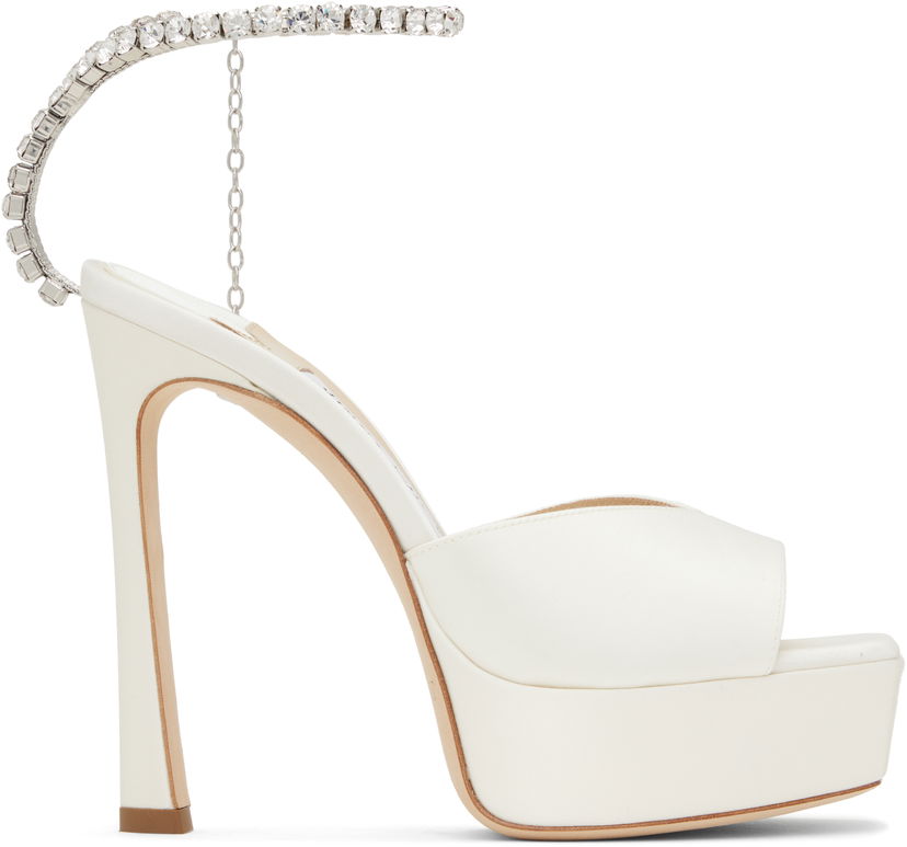 Superge in čevlji Jimmy Choo Jimmy Choo Saeda 125 Heeled Sandals Bela | SAEDA SANDAL 125