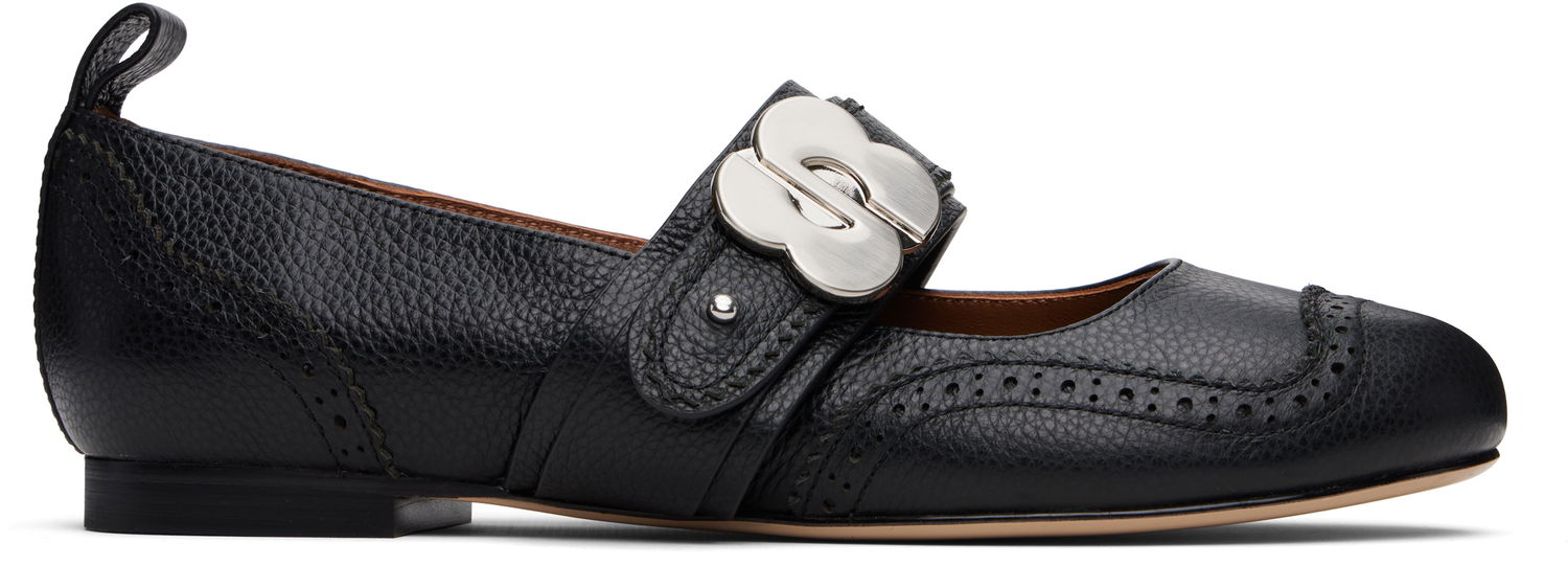 Nega čevljev SHUSHU/TONG SHUSHU/TONG Round-Toe Ballerina Flats Črna | FSDEAC06 LEA252, 0