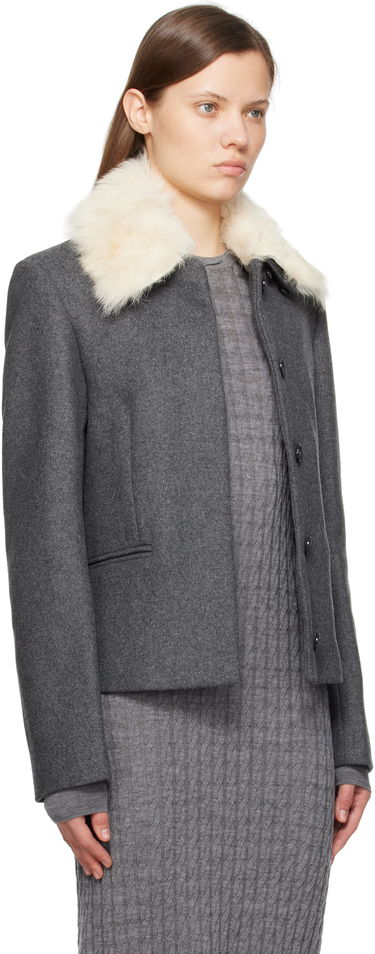 Jakna TOTEME TOTEME Shearling Collar Jacket Siva | 251-WRO0164-FB0005, 1