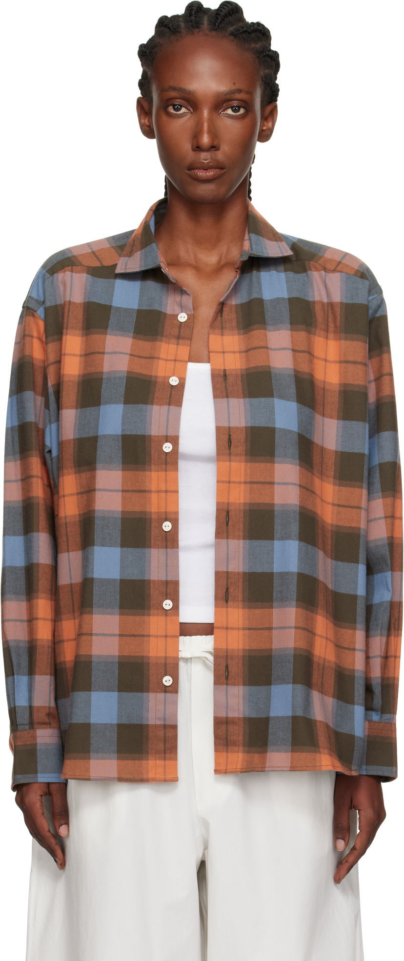 Srajce Baserange Baserange Claude Plaid Button-Down Shirt Oranžna | TSCL-OC-AU25