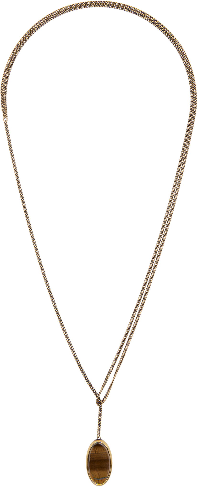 Ogrlica Dries Van Noten Dries Van Noten Curb Chain Lariat Necklace with Tiger's Eye Pendant Rjava | 252-028205-087