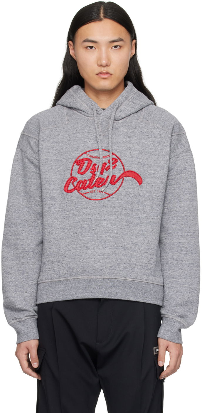 Pulover DSQUARED2 Embroidered Logo Hoodie Siva | S74GU0773_S25463